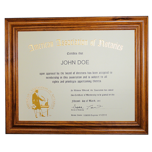 AAN Membership Certificate Frame - New Mexico